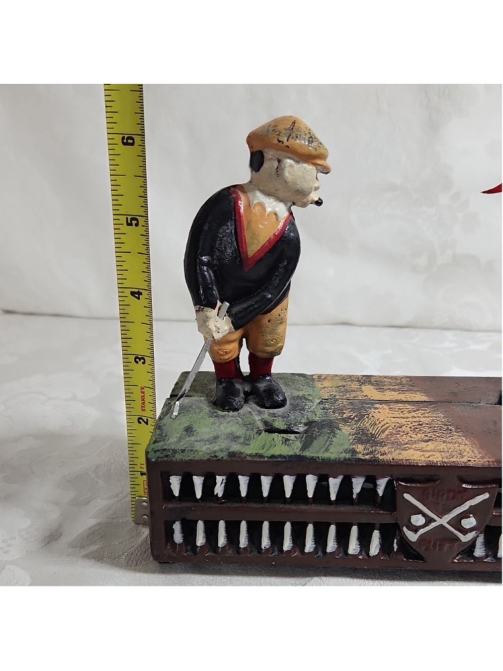 Vintage Golf Mechanical Cast Iron Coin Bank | Birdie Putter & Caddie Figurine - Picture 12 of 13